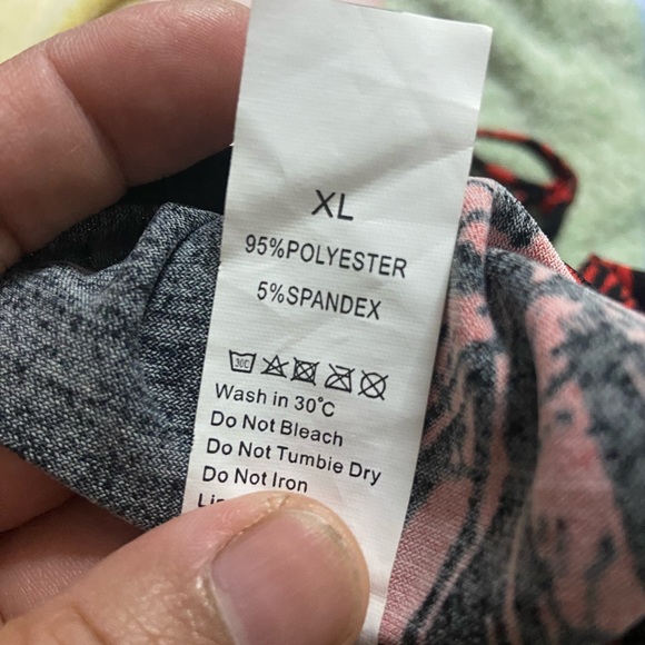 2- Red-Black Tropical Harem Jumpsuit - Picture 4 of 10